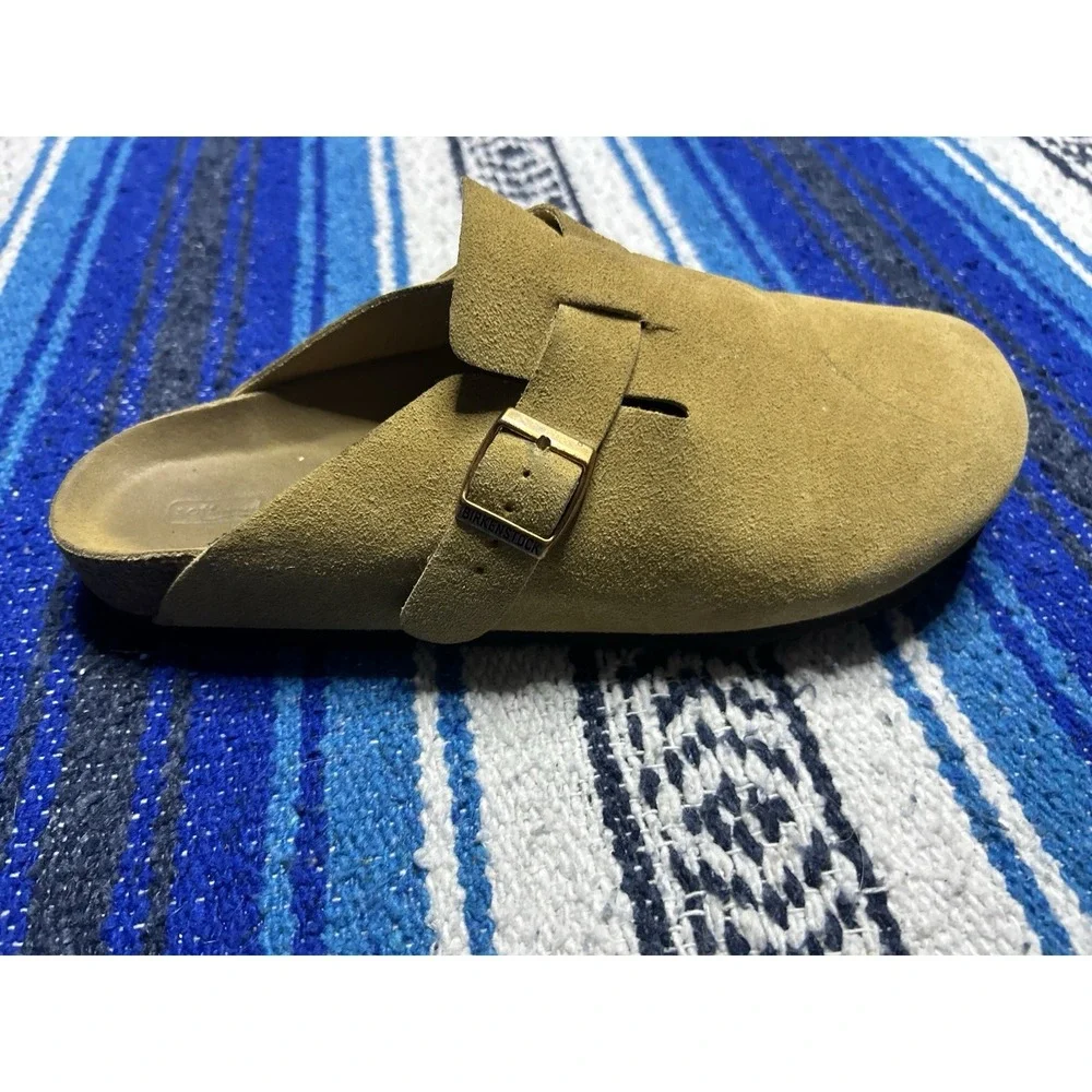Birkenstock Boston Taupe Mens 9 9.5 Suede Leather Clogs EU 42 Made Germany